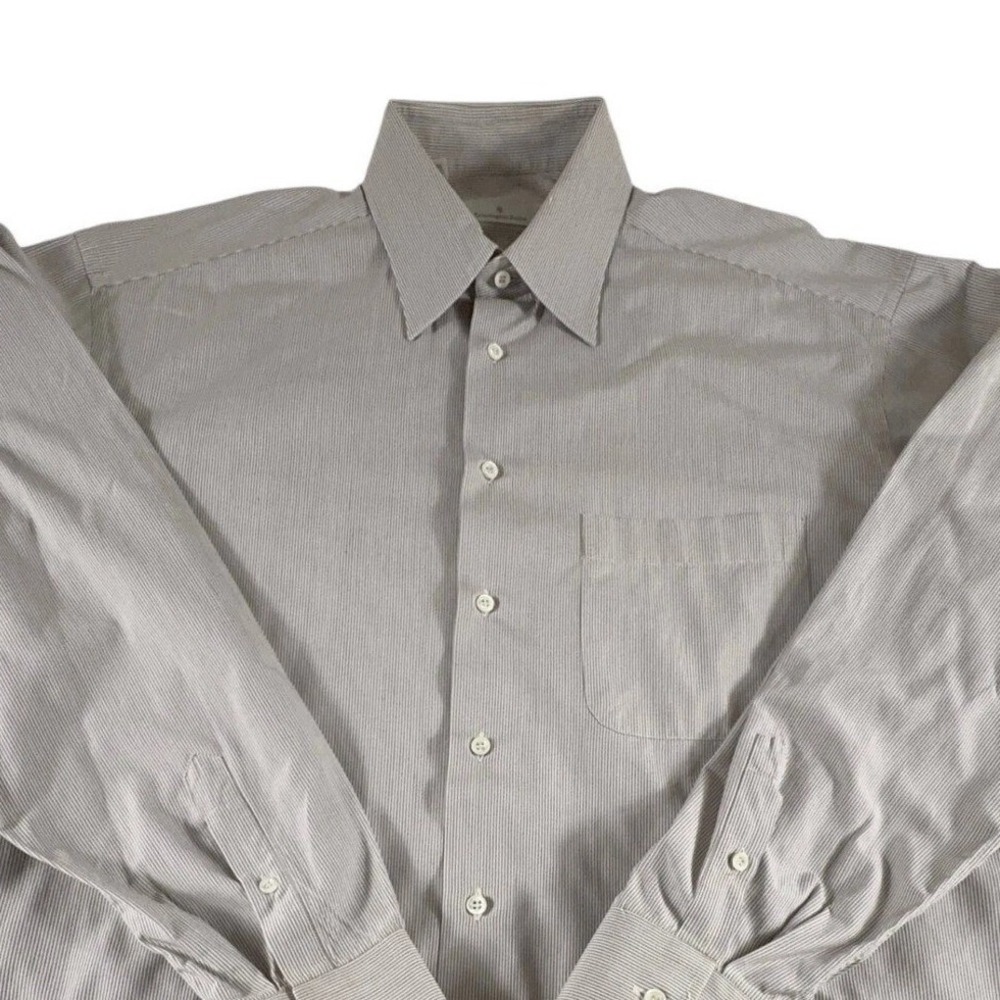 Ermenegildo Zegna Mens Striped Dress Shirt 41 16 Cotton Italy